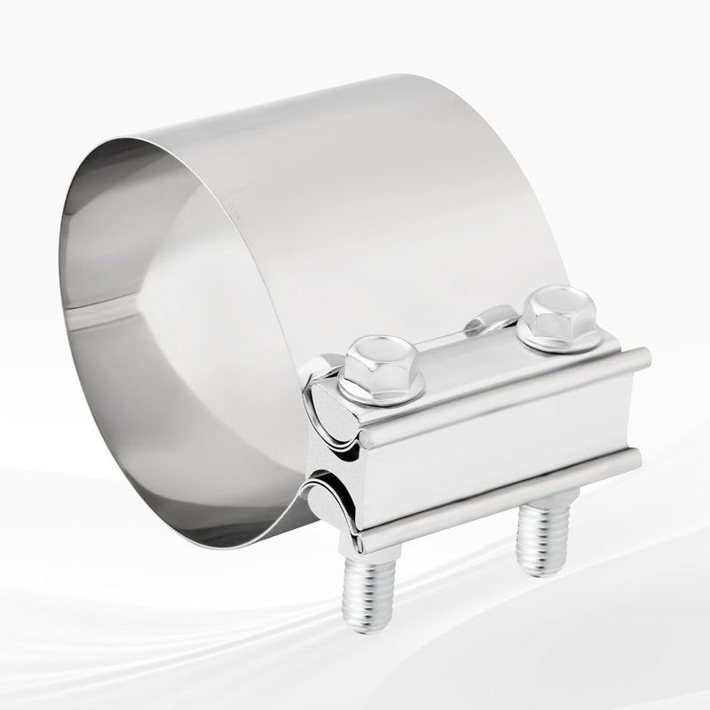 BIGREAT 4'' Inch Exhaust Clamp,4 Inch Butt Joint Exhaust Seal Band Clamp Sleeve Coupler Universal For Exhaust System 2PCS Polished T304 Stainless Steel - Image 2